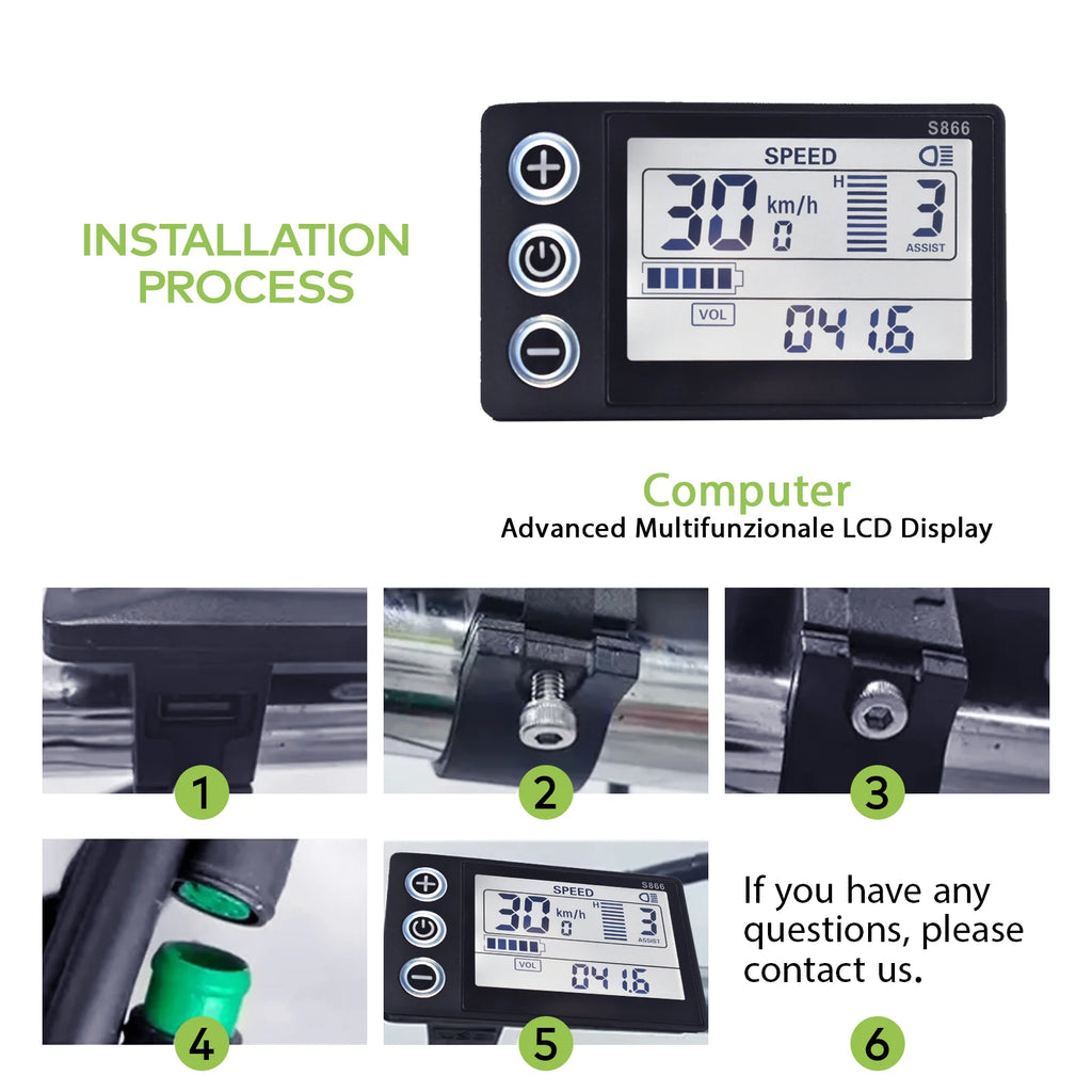 S866 E-Bike Display | LCD | 24-60V Speedometer