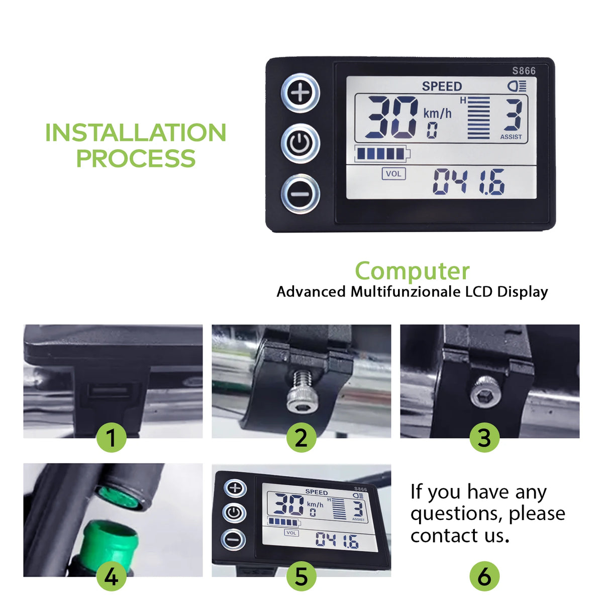 S866 E-Bike Display | LCD | 24-60V Speedometer