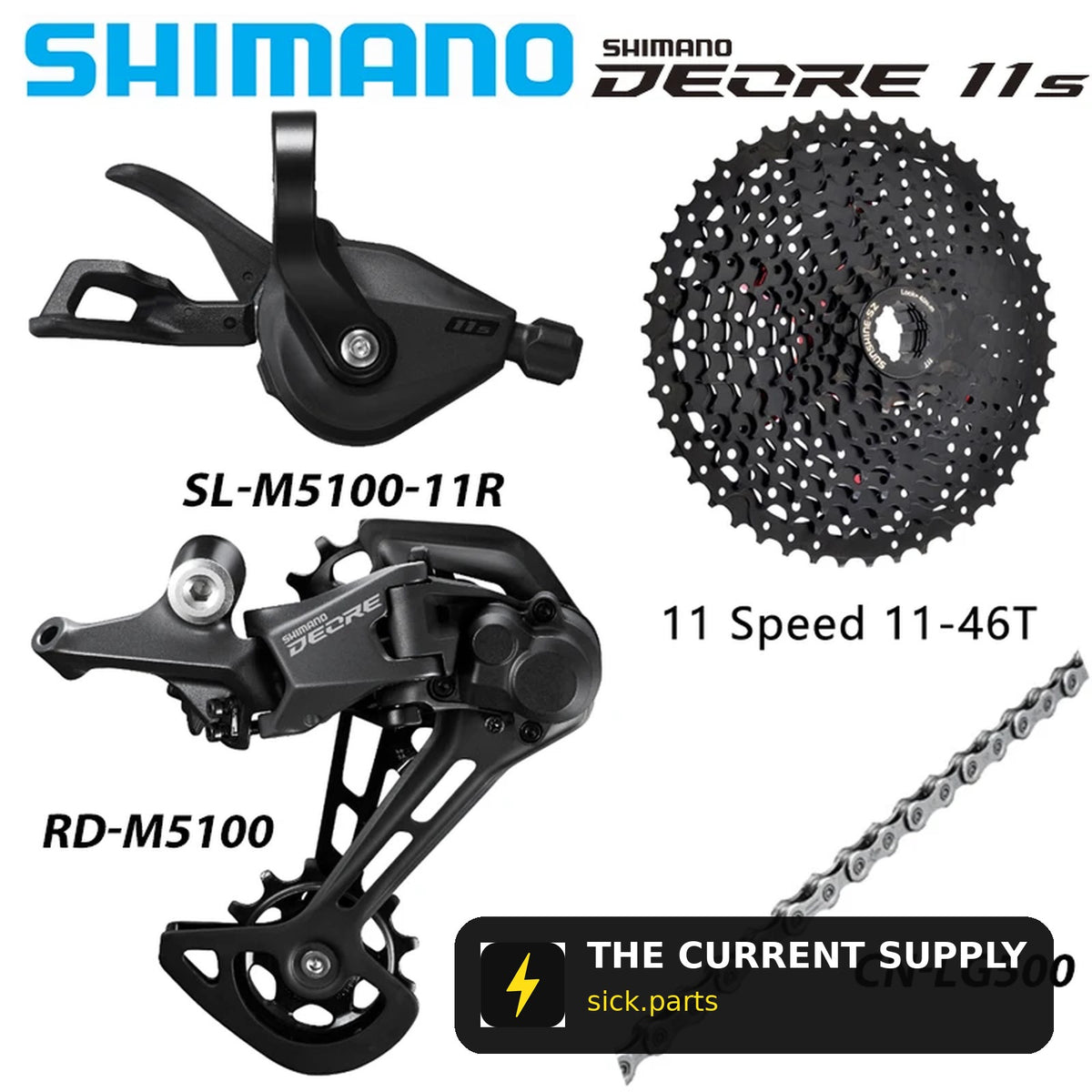 Shimano Deore M5100 Groupset | 1x11 MTB Drivetrain | Shifter + Derailleur + Cassette