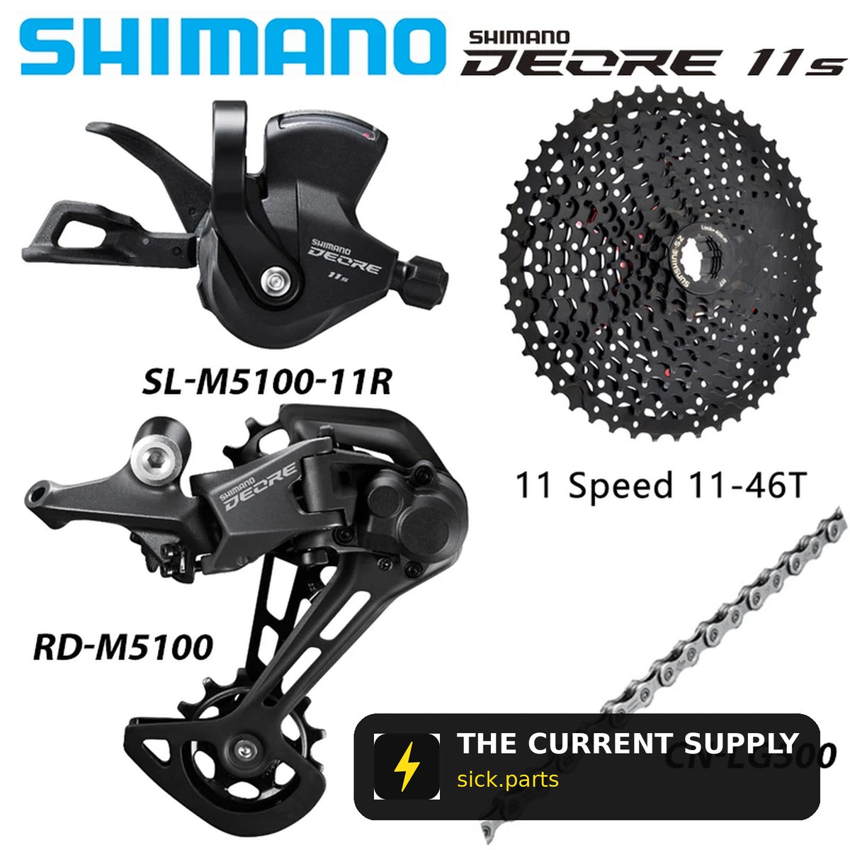 Shimano Deore M5100 Groupset | 1x11 MTB Drivetrain | Shifter + Derailleur + Cassette